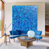 47'' X 47'' Modern Blue Large Wall Art Abstract Square Paintings Artwork In Stock For Sale