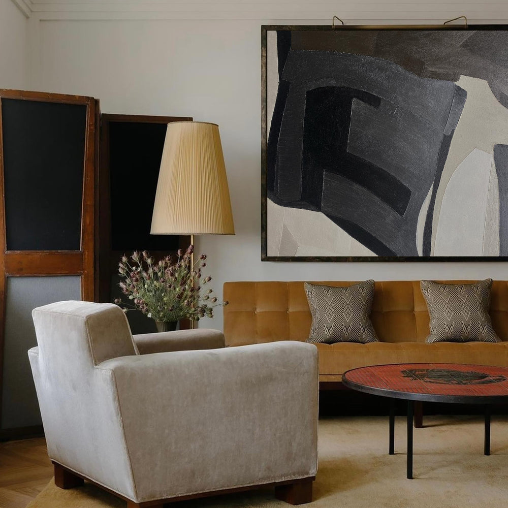 Black And Grey Wall Art Abstract Acrylic Art Canvas Painting For Living Room Painting Ideas On Home Decor