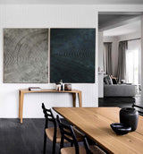 Modern Minimalist Art Texture Art 2 Pieces Black Grey Painting Circular Line Canvas Painting