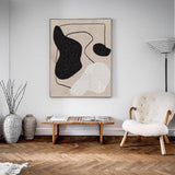 Large Plaster Art On Canvas Beige Abstract Painting White Minimalist Geometric Painting Black And White Cool Modern Abstract Minimalist Painting