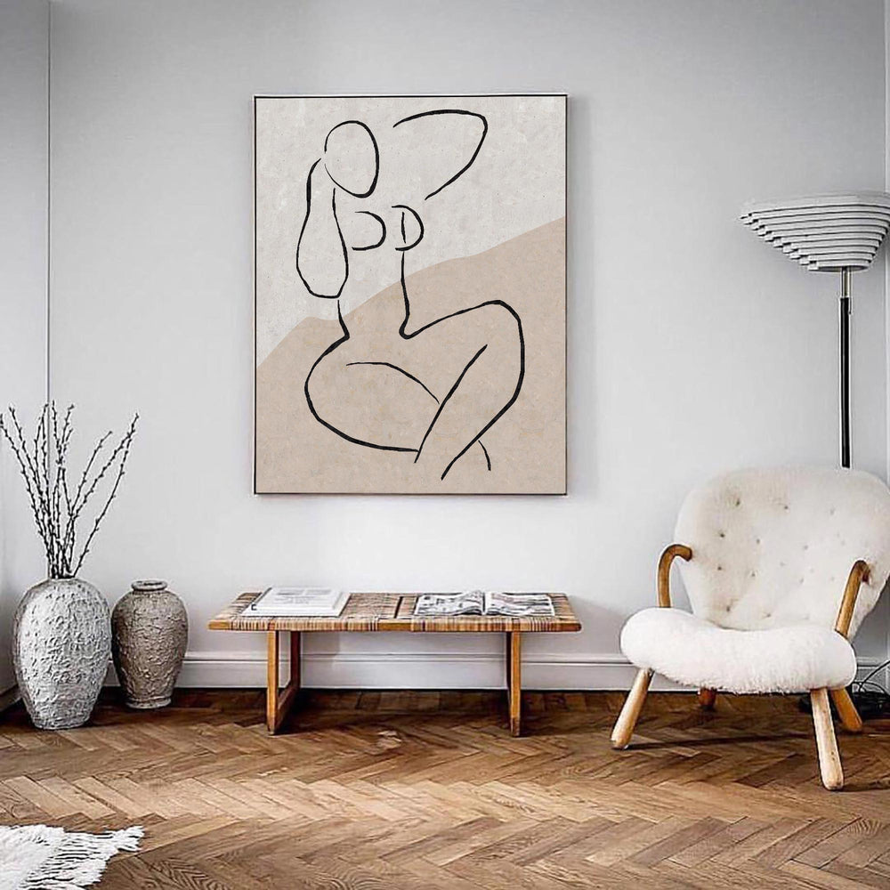 Modern Minimalist Painting Black And White Line Painting Minimalist Wall Art For Home Decor