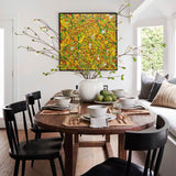 36'' X 36'' Modern Yellow Large Wall Art Abstract Square Paintings Artwork In Stock For Sale
