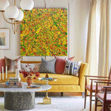 36'' X 36'' Modern Yellow Large Wall Art Abstract Square Paintings Artwork In Stock For Sale