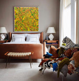 36'' X 36'' Modern Yellow Large Wall Art Abstract Square Paintings Artwork In Stock For Sale