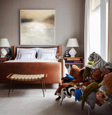 Modern luxury light beige abstract landscape painting original hand-painted painting decorative painting for living room