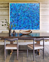 47'' X 47'' Modern Blue Large Wall Art Abstract Square Paintings Artwork In Stock For Sale