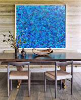 47'' X 47'' Modern Blue Large Wall Art Abstract Square Paintings Artwork In Stock For Sale