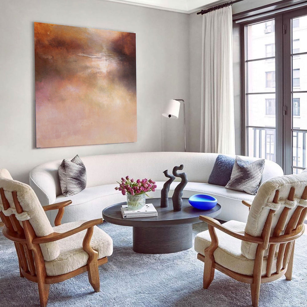 Extra large orange and red landscape painting landscape painting oil painting acrylic landscape painting