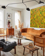 36'' X 36'' Modern Yellow Large Wall Art Abstract Square Paintings Artwork In Stock For Sale