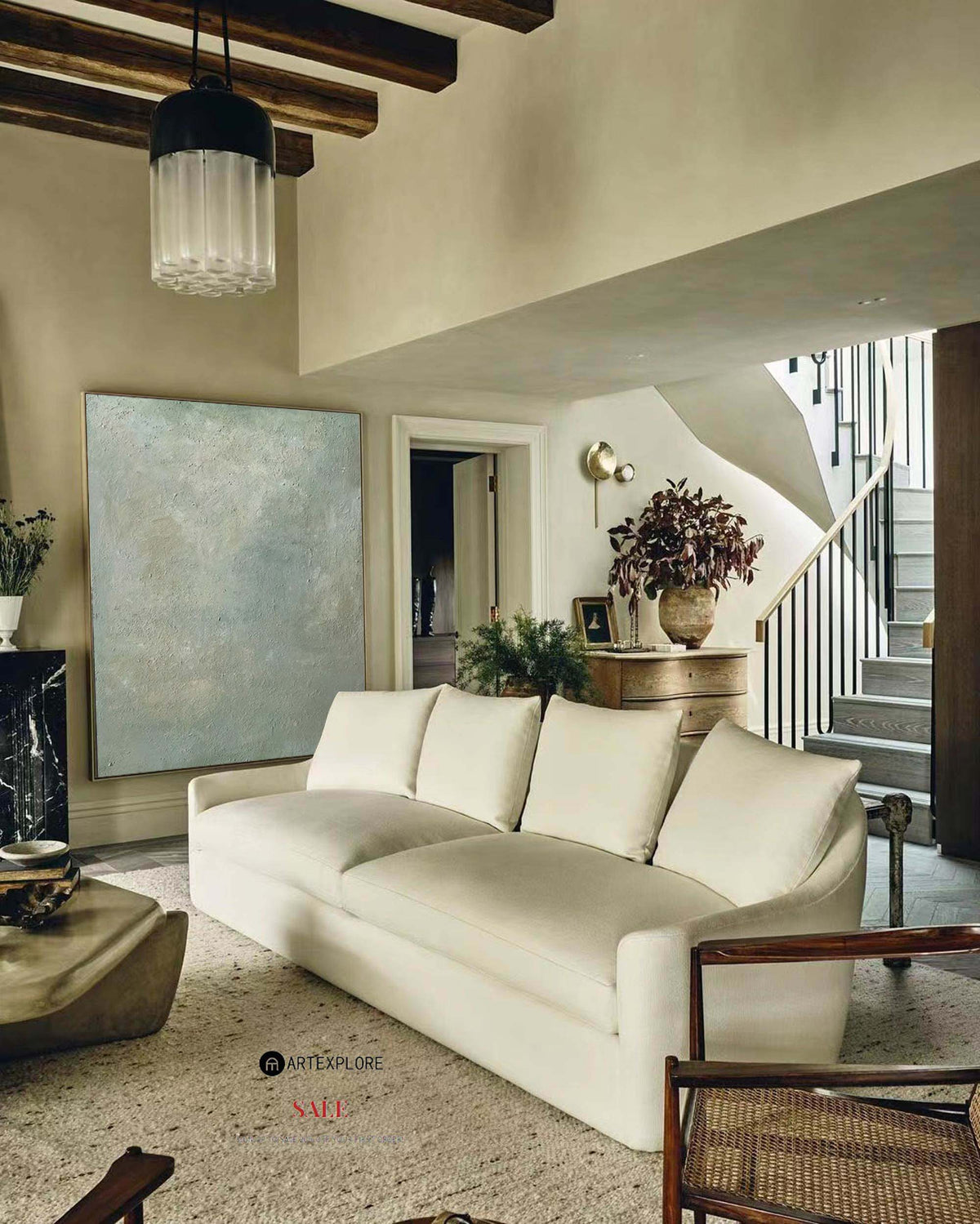 Original Pure Light Green Painting Modern Minimalist Acrylic Art Painting For Living Room