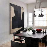 Black And Beige Abstract Art Minimalist Wall Art Modern Art Acrylic Painting Wall Decor Art