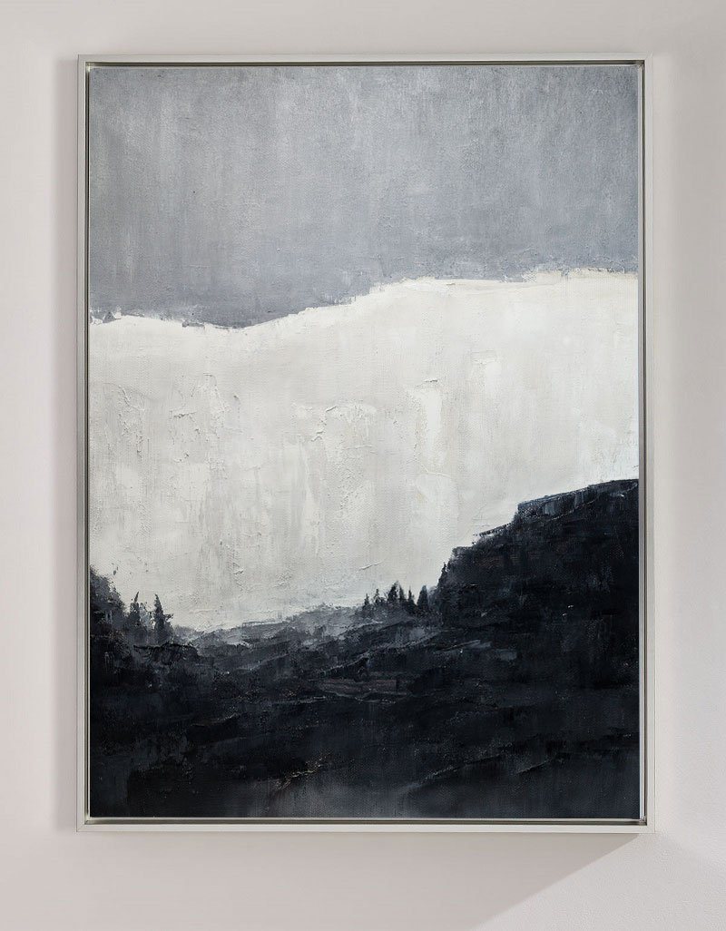 Black White Abstract Landscape Art Extra Large Black White Minimalist Canvas Art