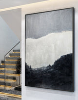 Black White Abstract Landscape Art Extra Large Black White Minimalist Canvas Art