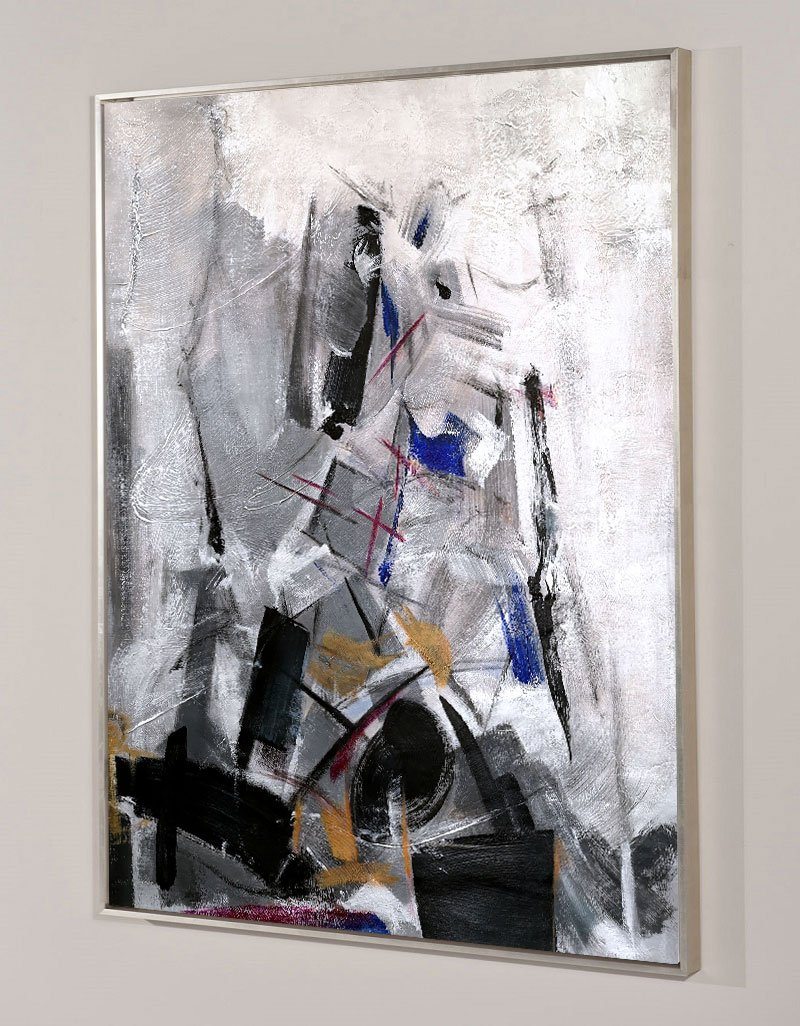 Contemporary Abstract Art Large Vertical Black And White Abstract Painting