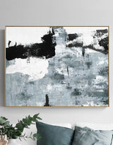 Large Abstract Canvas Art Oversized Black And White Abstract Art Framed