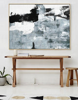Large Abstract Canvas Art Oversized Black And White Abstract Art Framed