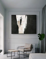 Black Abstract Art Oversized Modern Canvas Art Long Horizontal Wall Art