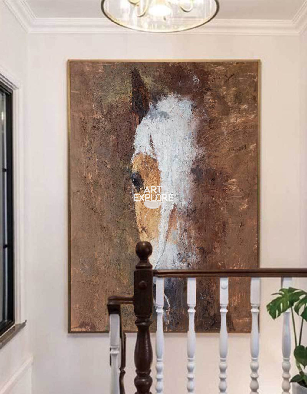 Abstract Horse portrait Painting Large Horse Artwork Modern Horse Canvas Wall Art