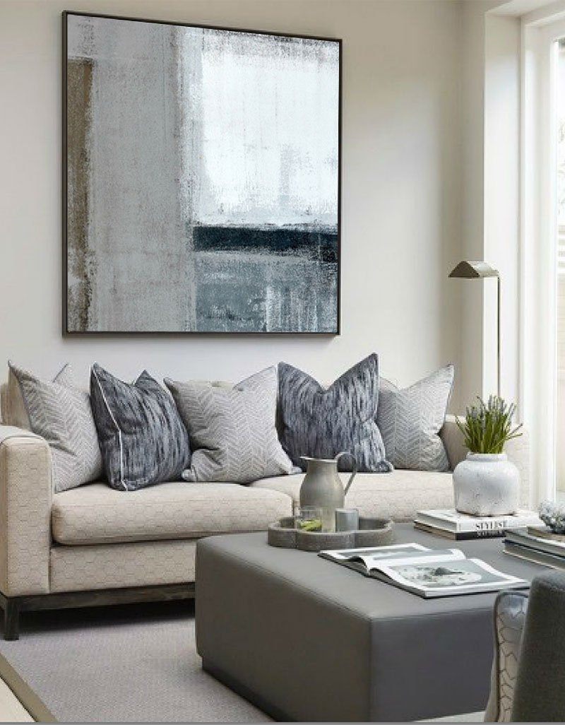 Black and Grey Minimalist Canvas Wall Art Modern Geometric Art Large Abstract Painting Canvas