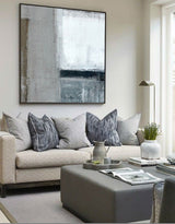 Black and Grey Minimalist Canvas Wall Art Modern Geometric Art Large Abstract Painting Canvas