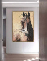 Large Abstract Horse Painting Brown Horse Painting Extra Large Textured Horse Art Oversized Horse Wall Art