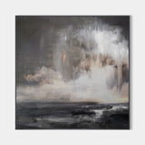 Black And Dark Grey Wall Art Modern Landscape Painting Oil Painting Abstract Lake View Paintings