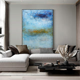 Blue Wave Oil Painting On Canvas Large Abstract Ocean Wall Art Ocean Wave Painting Acrylic Textured Art Blue And Gold Abstract Painting