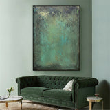 Large Green Acrylic Painting On Canvas Oversized Textured Modern Abstract Art Framed Canvas Art for Sale