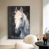 Modern White Horse Painting Canvas Painting Horse Acrylic Painting Large Horse Wall Art For Sale