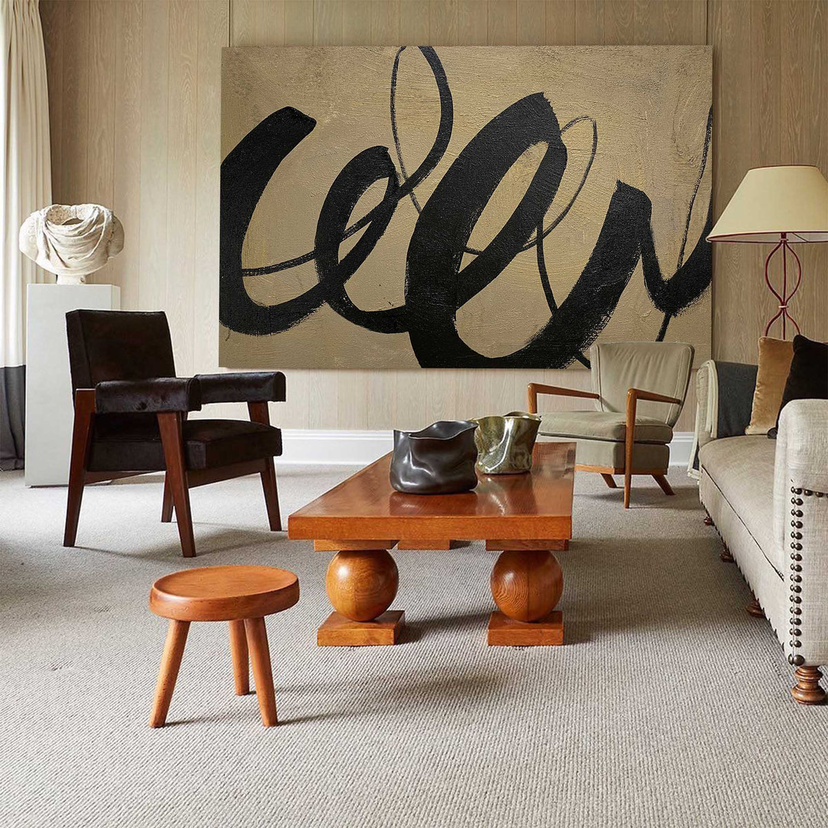 Large Black And Brown Wall Art Abstract Canvas Wall Art Acrylic Painting For Living Room