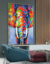 Color Elephant Abstract Painting Large colorful Animal Painting