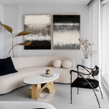 2 Piece Abstract Wall Art Black And White Textured Minimalist Art Rothko Inspired Wall Art For Sale