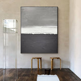 Modern Abstract Painting On Canvas Acrylic Abstract Contemporary Art Large Black White Grey Wall Art