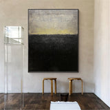 Black And Gold Minimalist Acrylic Painting On Canvas Extra Large Minimal Canvas Art Abstract Minimalist Modern Wall Art
