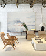 Large Modern Blue And White Abstract Painting Extra Large Wall Art For Living Room