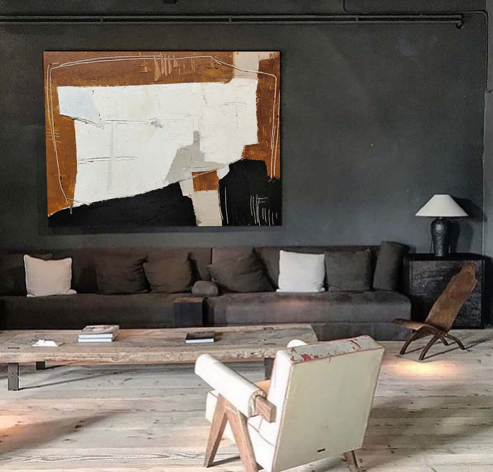 Black And Brown Wall Art Abstract Acrylic Art Canvas Painting For Living Room Abstract Canvas Painting