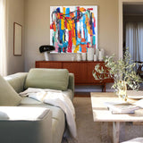 Original Colorful Abstract Art Extra Large Abstract Painting Squares Canvas Painting For Home Decor