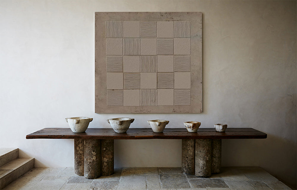 Wabi-sabi Brown Minimalist Wall Art Rich 3D Textured Canvas Art Minimalist Wall Art
