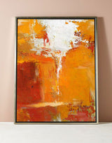 Orange Wall Art Canvas Bright Acrylic Paintings Artwork For Large Walls
