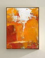 Orange Wall Art Canvas Bright Acrylic Paintings Artwork For Large Walls