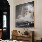 Black And Dark Grey Wall Art Modern Landscape Painting Oil Painting Abstract Lake View Paintings