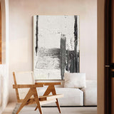 Black And White Textured Painting, Minimalist Abstract Painting, Living Room Black Abstract Art