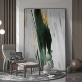 Large Green And Gold Abstract Wall Art Framed Abstract Art Green Abstract Painting Impressionism Abstract