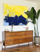 Original Orange And Blue Abstract Art For Living Room Modern Canvas Painting