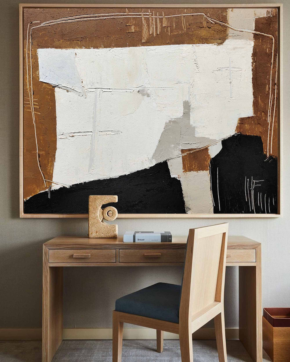 Black And Brown Wall Art Abstract Acrylic Art Canvas Painting For Living Room Abstract Canvas Painting