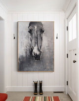 Grey White Abstract Horse Painting Horse Wall Art Horse Artwork