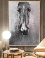 Grey White Abstract Horse Painting Horse Wall Art Horse Artwork