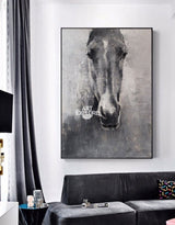 Grey White Abstract Horse Painting Horse Wall Art Horse Artwork