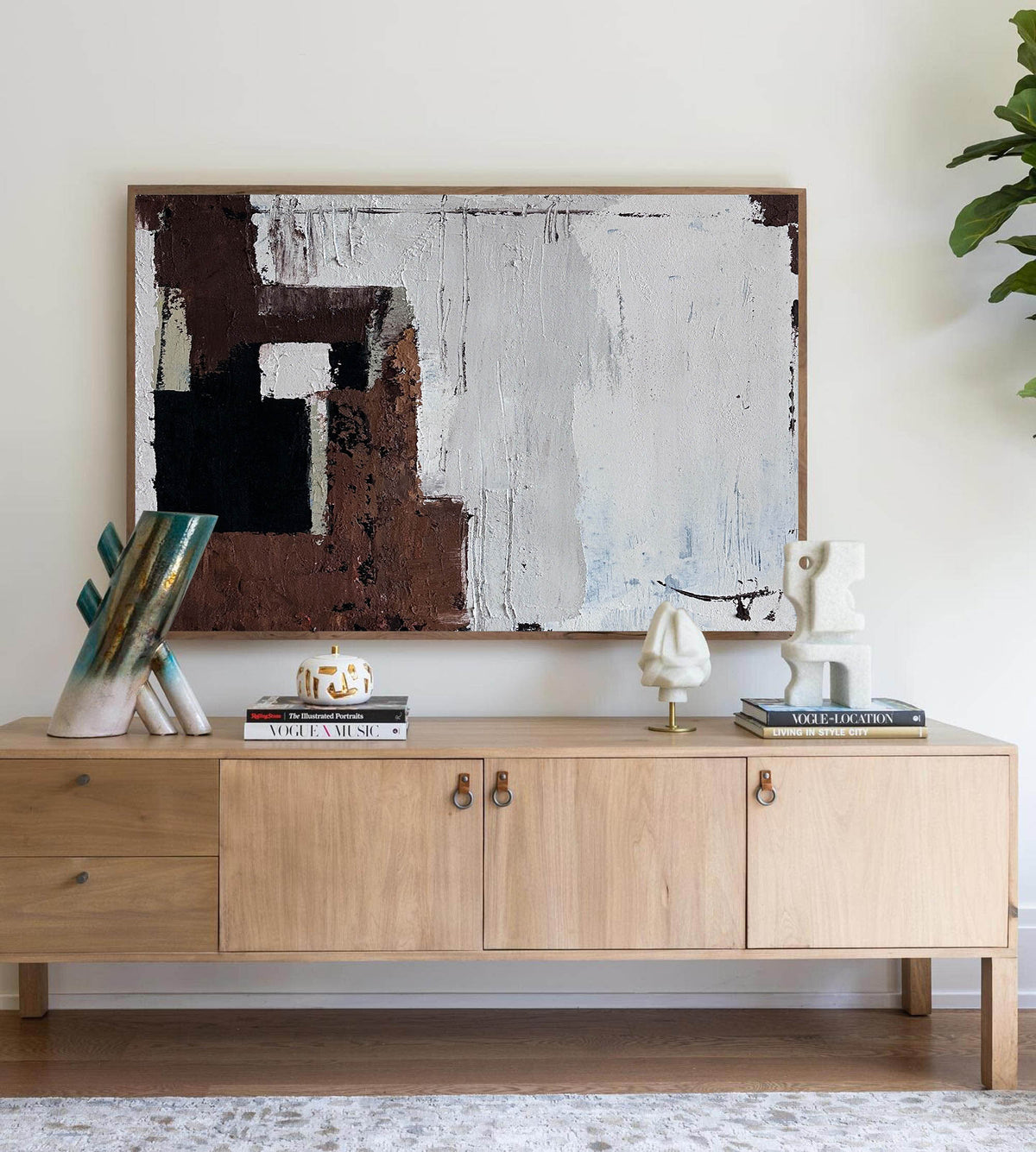 Japandi Abatract Wall Art Large Abstract Oil Paintings On Canvas Brown Acrylic Painting Modern Wall Art