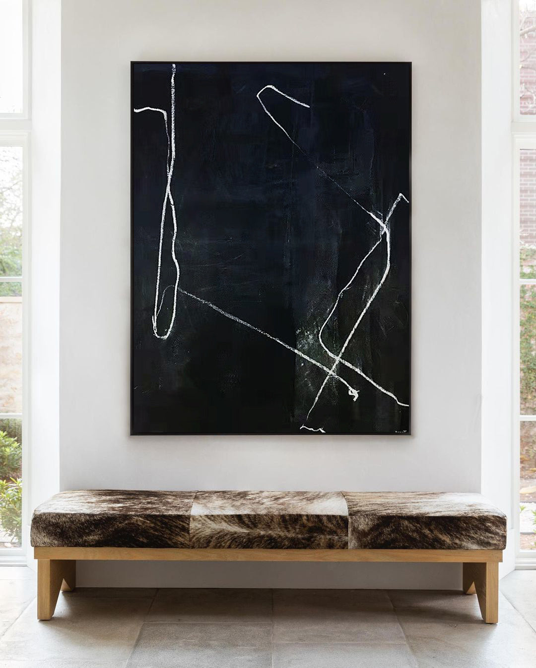 Modern Black Minimalist Painting Abstract Wall Art Minimalist Canvas Painting For Sale